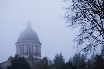 caption: The Washington State Capitol building is seen through morning fog, Tuesday, Jan. 14, 2025, in Olympia, Wash. 