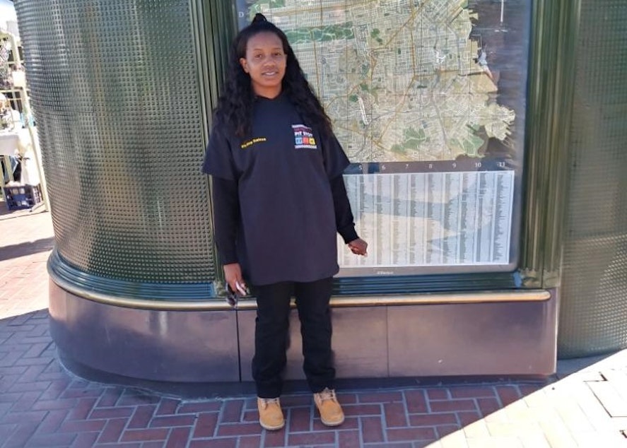 caption: Neima Hawkins is a supervisor for San Francisco's Pit Stop program.