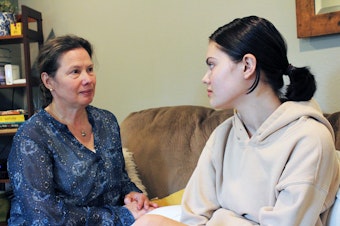 caption: Valerie Horvath, left, and her daughter Ava Ludwig, right. 