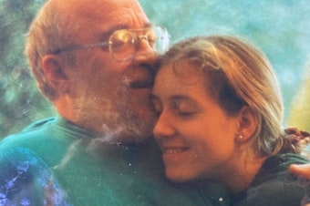 caption: Roxanne Olson and her dad Richard.