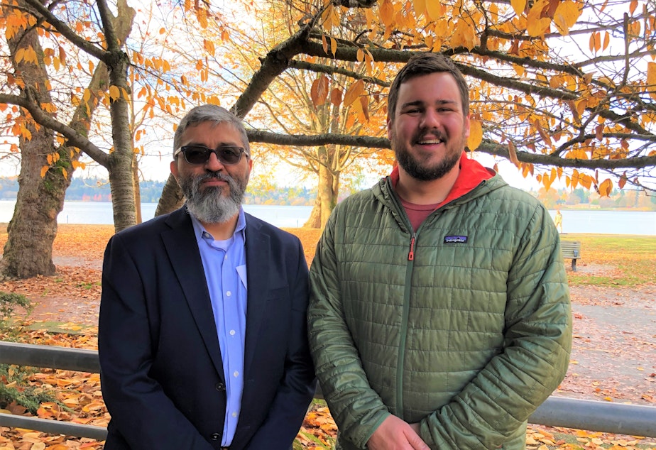 caption: Jesús Aguirre, Superintendent of Seattle Parks and Recreation and KUOW listener Cole Kopca.