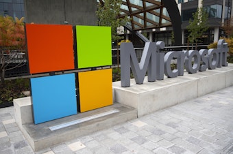 caption: A portion of the Microsoft campus in Redmond is shown on Wednesday, October 4, 2023. 