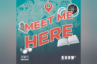 caption: Meet Me Here podcast logo by Alicia Villa