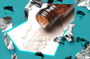 caption: Stylized collage of pill bottle and aluminum foil